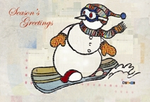 Holiday Card - Snowman Snowboarding