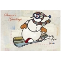 Holiday Card - Snowman Snowboarding